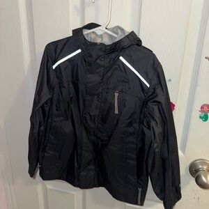 L.L. Bean Kids Black Raincoat with Reflective Accents